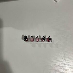 Pink and Black Polka Dot Press-On Nails handmade